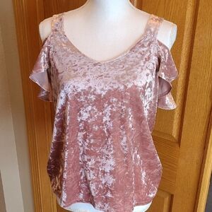 A. Byer Small Dusty Pink Crushed Velvet Tank